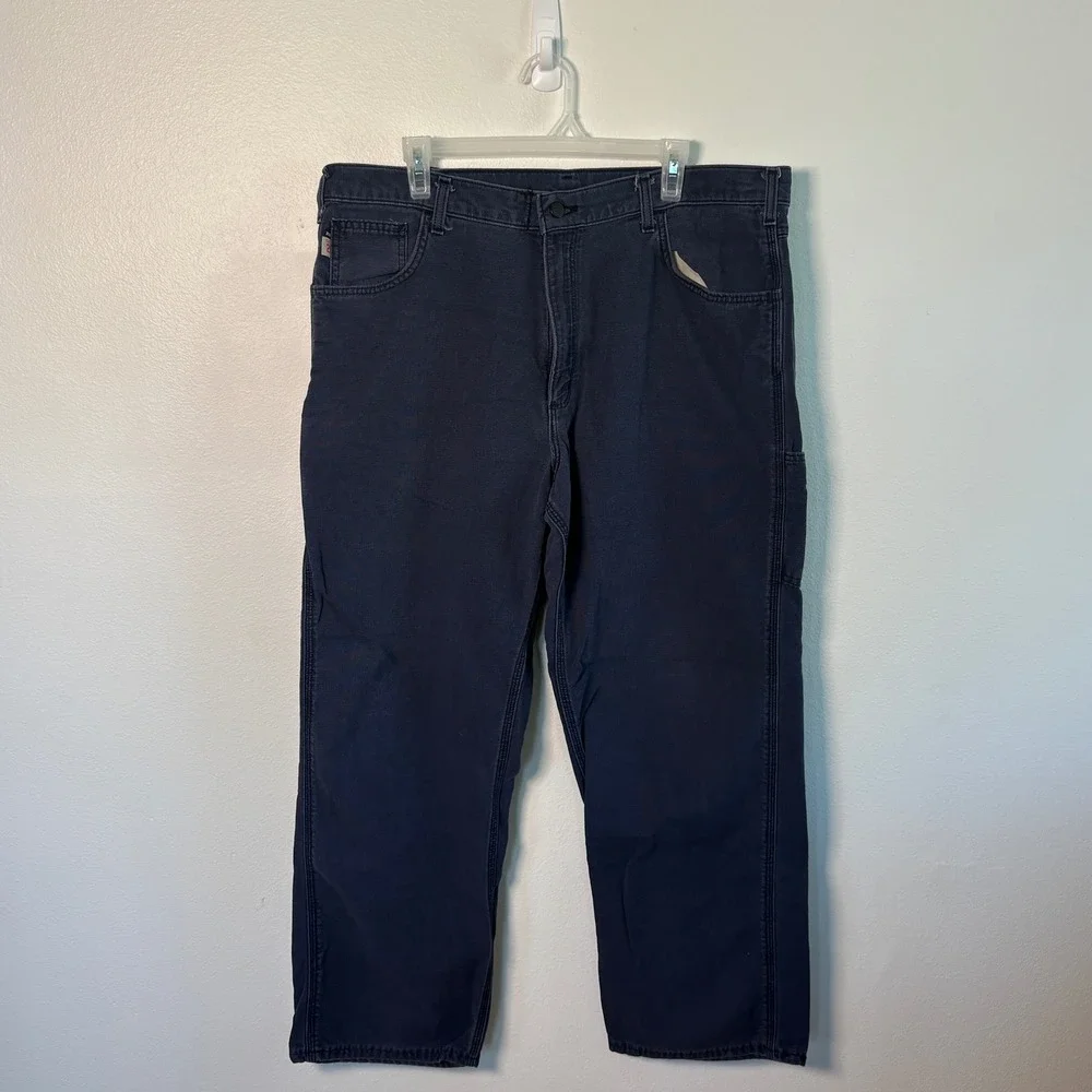 Carhartt FR Flame Resistant Work Pants Mens 40x32 Navy Blue FRB159 DNY Canvas - Picture 1 of 8